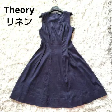 새상품급 Theory 린넨 원피스 0 사이즈 네이비 슬리브리스