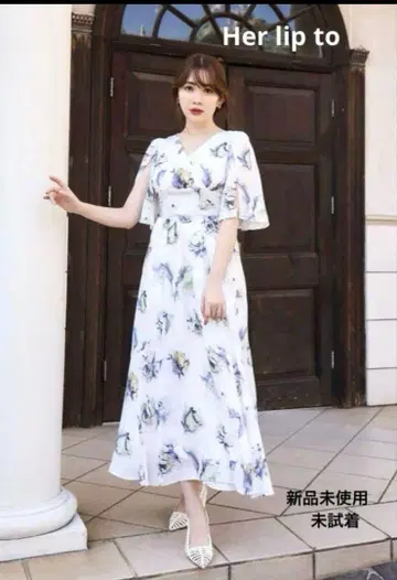 플라워 프린트 슬리브리스 롱 원피스
