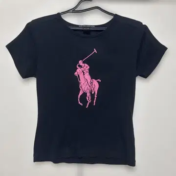 RALPH LAUREN 한정품 티셔츠 반팔 핑크 포니 프린트 M 블랙