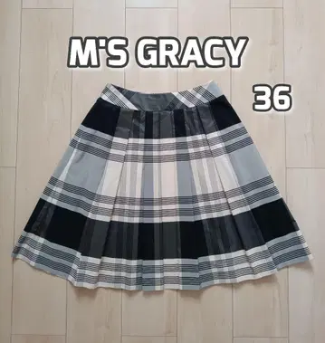 M'S GRACY 엠즈 그레이시 플레어 플리츠 스커트 체크 무늬