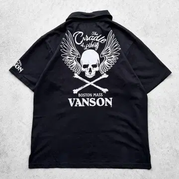 구제 의류 VANSON 반슨 해골 스컬 오버 사이즈 로고 피케 셔츠