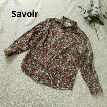 Savoir 사보아 올 패턴 셔츠 긴팔 셔츠 M 사이즈
