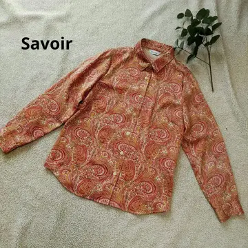 Savoir 사보아 올 패턴 셔츠 긴팔 셔츠 M 사이즈