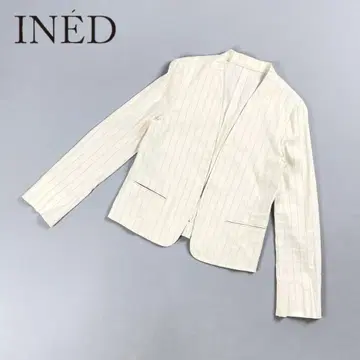INED 린넨 혼방 노카라 자켓 라이트 베이지 사이즈 7*CD1091