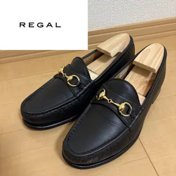 REGAL 블랙 가죽 로퍼 골드 가죽 신발 24.0