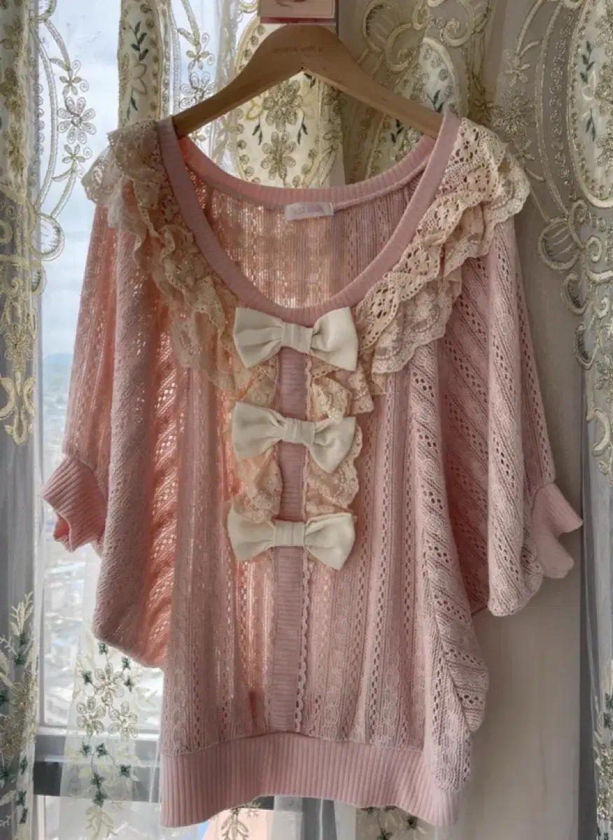 Liz Lisa Pink 3 Ribbon Knit Himegyaru Garu Himekaji Lattegyaru Vintage Pinter