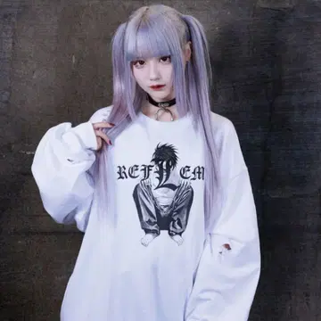 REFLEM DEATH NOTE 데미지 트레이닝복 엘르 L 맨투맨 화이트