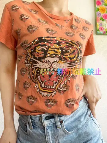 초레어 에드 하디 올 패턴 큐빅 타이거 치비 T Y2K