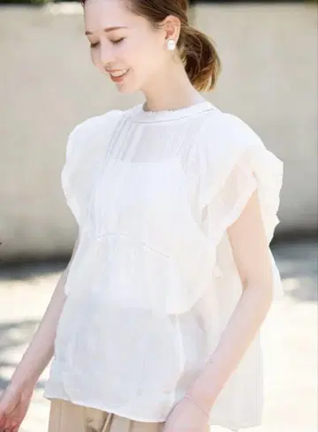 SLOBE IENA 라미 핀턱 프릴 블라우스
