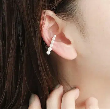 jouete 골드 펄 진주 트라이앵글 실버 이어 커프
