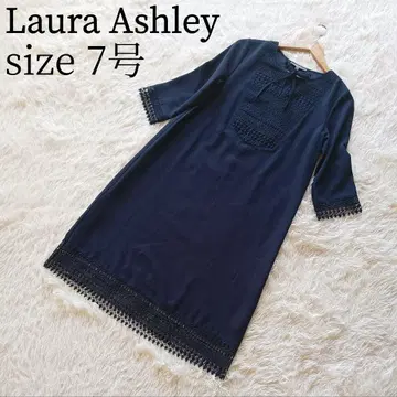 Laura Ashley 7호 레이스 원피스 네이비 무릎 기장 7부 소매