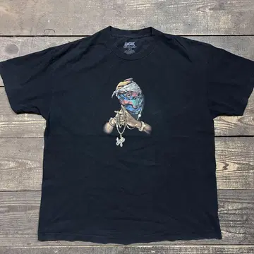 XL 구제 의류 T 00s 랩 T 티셔츠 블랙 남성용 갱 랩