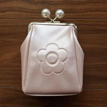 MARY QUANT 엠보싱 데이지 펄 가마구치 멀티 파우치 펄 핑크