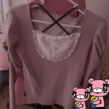 NOEMIE 핑크 레이스 긴팔 상의