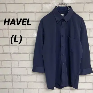 새상품급 HAVEL 버튼 다운 셔츠 반소매 네이비 7부 소매 심플