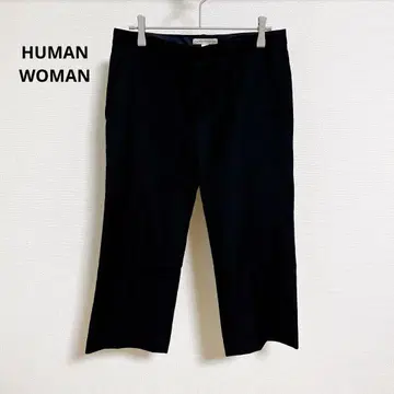 휴먼 우먼 슬랙스 센터 프레스 100% 모직 [S] 검정 블랙