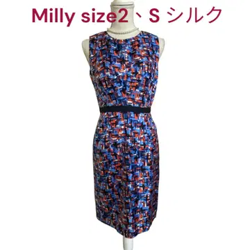 새상품급 Milly 실크 원피스 올 패턴 2, S, 7호