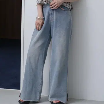 Kastane 데님 슬릿 와이드 팬츠 블루 계열 기타
