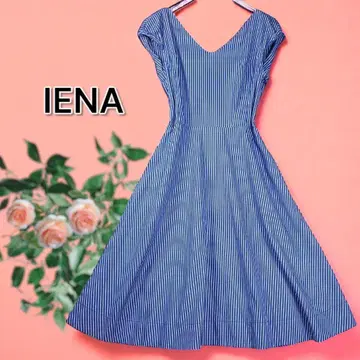IENA 이에나 스트라이프 코튼 플레어 원피스 36