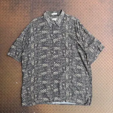 90년대 Pierre Cardin 레이온 셔츠 올 패턴 오버 패턴