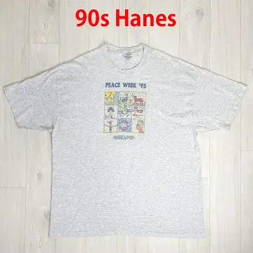 90년대 USA제 Hanes 싱글 스티치 아트 티셔츠 그레이 2XL