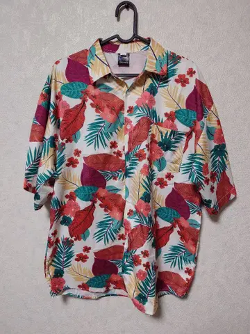 FASHION 꽃무늬 알로하 셔츠 반팔 남성용 2XL