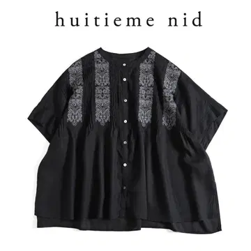 214y*새상품급 안카르네 huitieme nid 핀턱 자수 와이드 셔츠