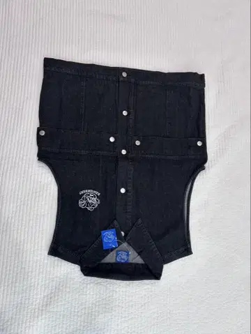 블랙 데님 슬리브리스 베스트