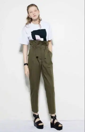 밀리터리 와이드 허리 팬츠 XS