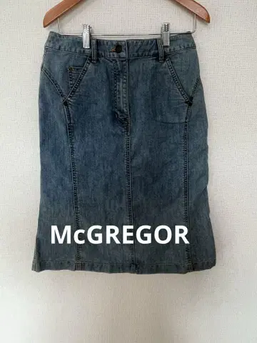 McGREGOR 데님 타이트 스커트 라이트 블루 무릎 기장