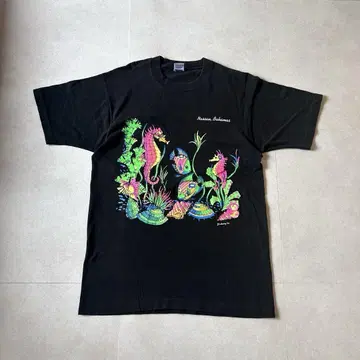 90s USA제 수베니어 아트 바하마스 피쉬 티셔츠 싱글