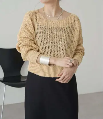 Omekashi 오메카시 테이프 얀 메쉬 니트