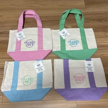 Trader Joe's 컬러풀 캔버스 미니 토트백 4세트 [덤 포함]