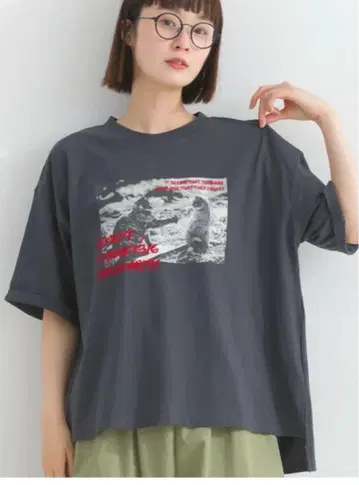 iriey 아이리 20/-OE 천축 프론트 CAT 사진 티셔츠