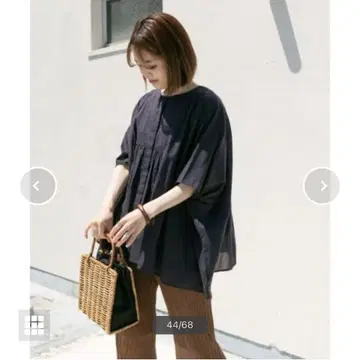 도어즈 코튼 보일 와이드 개더 블라우스 M