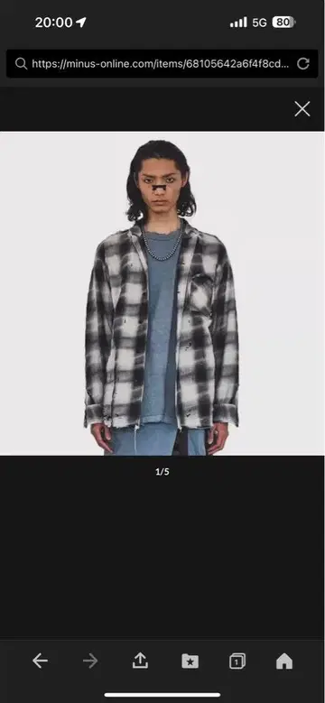 MINUS 슬래시 솔기 체크 셔츠