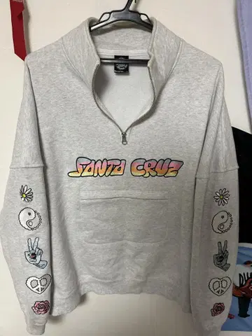 SANTA CRUZ 그레이 집업 후드티