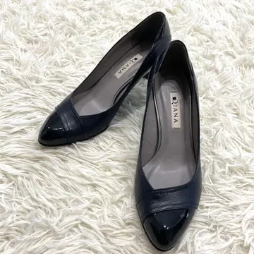 컨디션 최상 다이애나 DIANA 펌프스 가죽 에나멜 네이비 23cm
