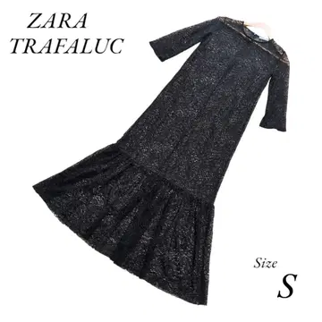 ZARA TRAFALUC 자라 7부 소매 원피스 전체 레이스 블랙