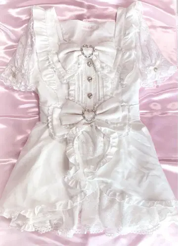 LIZLISA 프론트 카슈쿨 BIG 리본 셋업 화이트