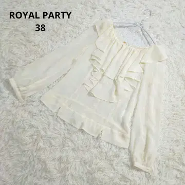 ROYAL PARTY 쉬폰 프릴 블라우스 시어 크림 38