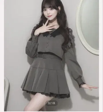 pium 레이스 리본 컬러 탑