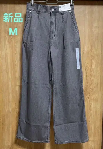 GU 지유 라이트 데님 와이드 팬츠 그레이 M
