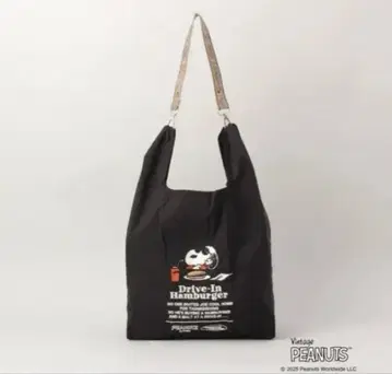 PEANUTS 스트랩이 달린 쇼핑백 BK