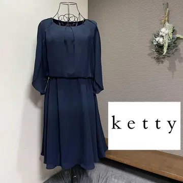 Ketty 케티 쉬폰 원피스 망토 슬리브 네이비