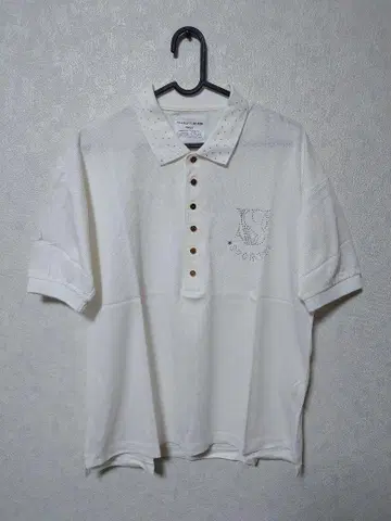 VALENZA FO SPORTS 화이트 피케 셔츠 남성용 M