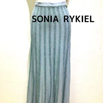 이탈리아제 SONIA RYKIEL 스카이블루 스트라이프 니트 롱 스커트