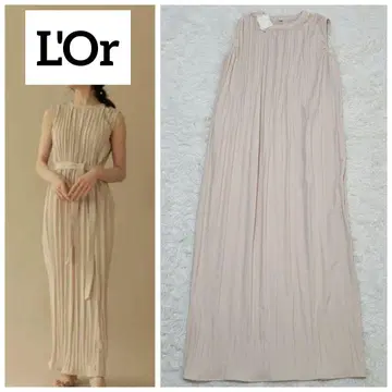 새상품 L'Or Belted Pleats Dress 롱 원피스 카지마리
