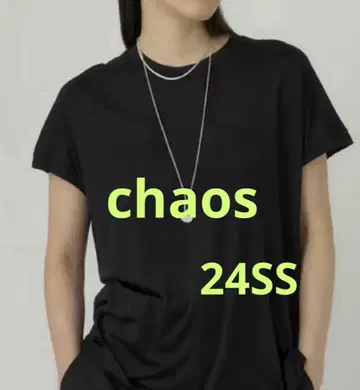 24SS 카오스 실크 프레이즈 티셔츠 블랙 예쁜