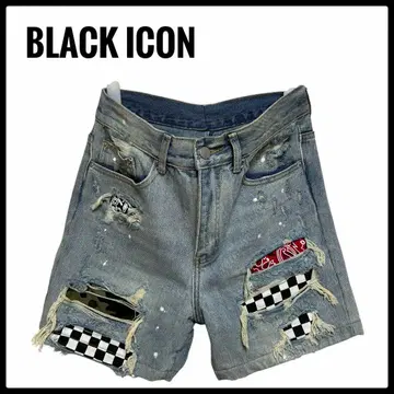 블랙 아이콘 BLACK ICON 데님 하프 팬츠 숏 팬츠